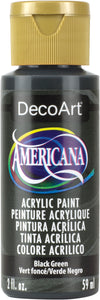 DecoArt Americana acrylic paint bottle in black green color