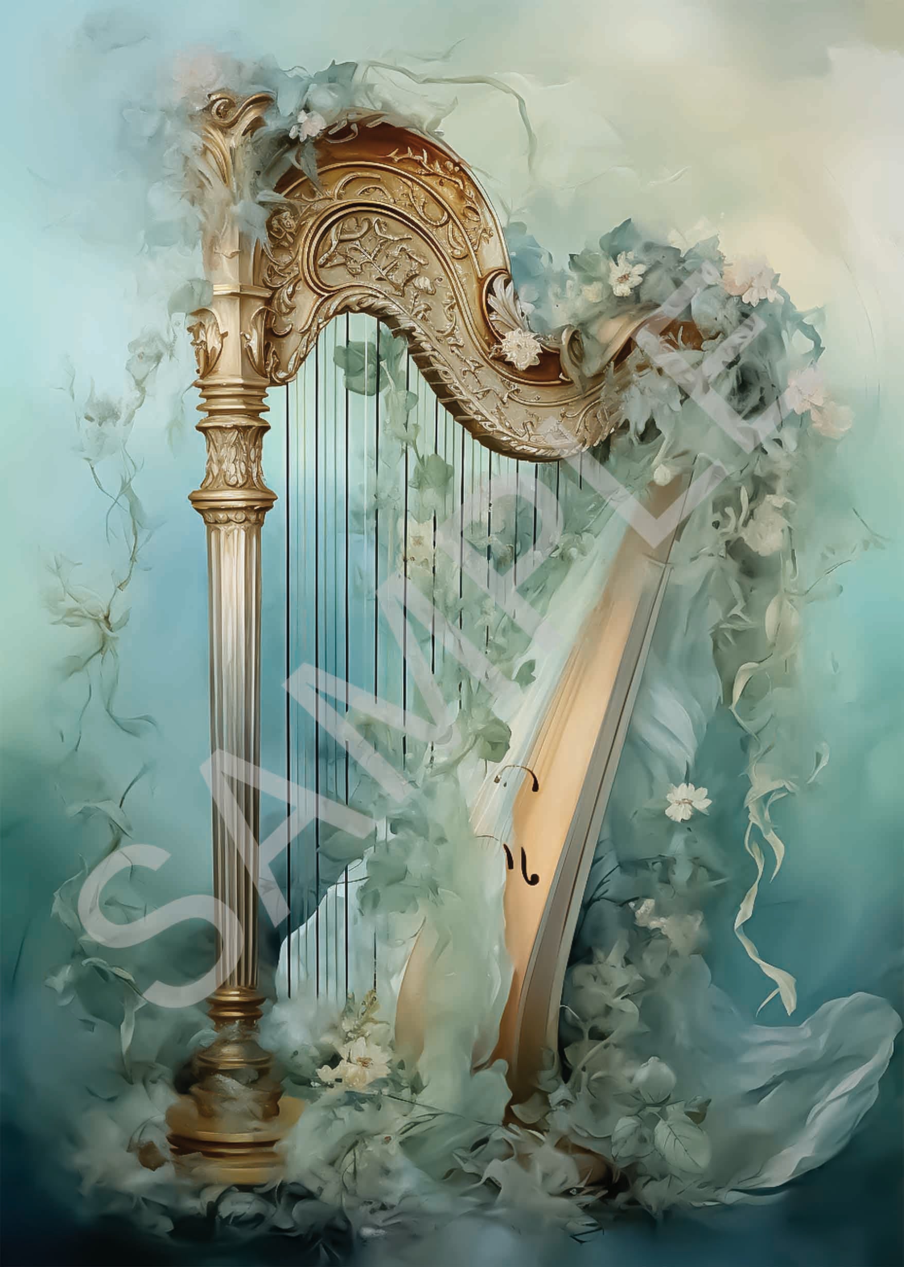 Calambour Dreamscape HARP A4 Decoupage Rice Paper #2024T166