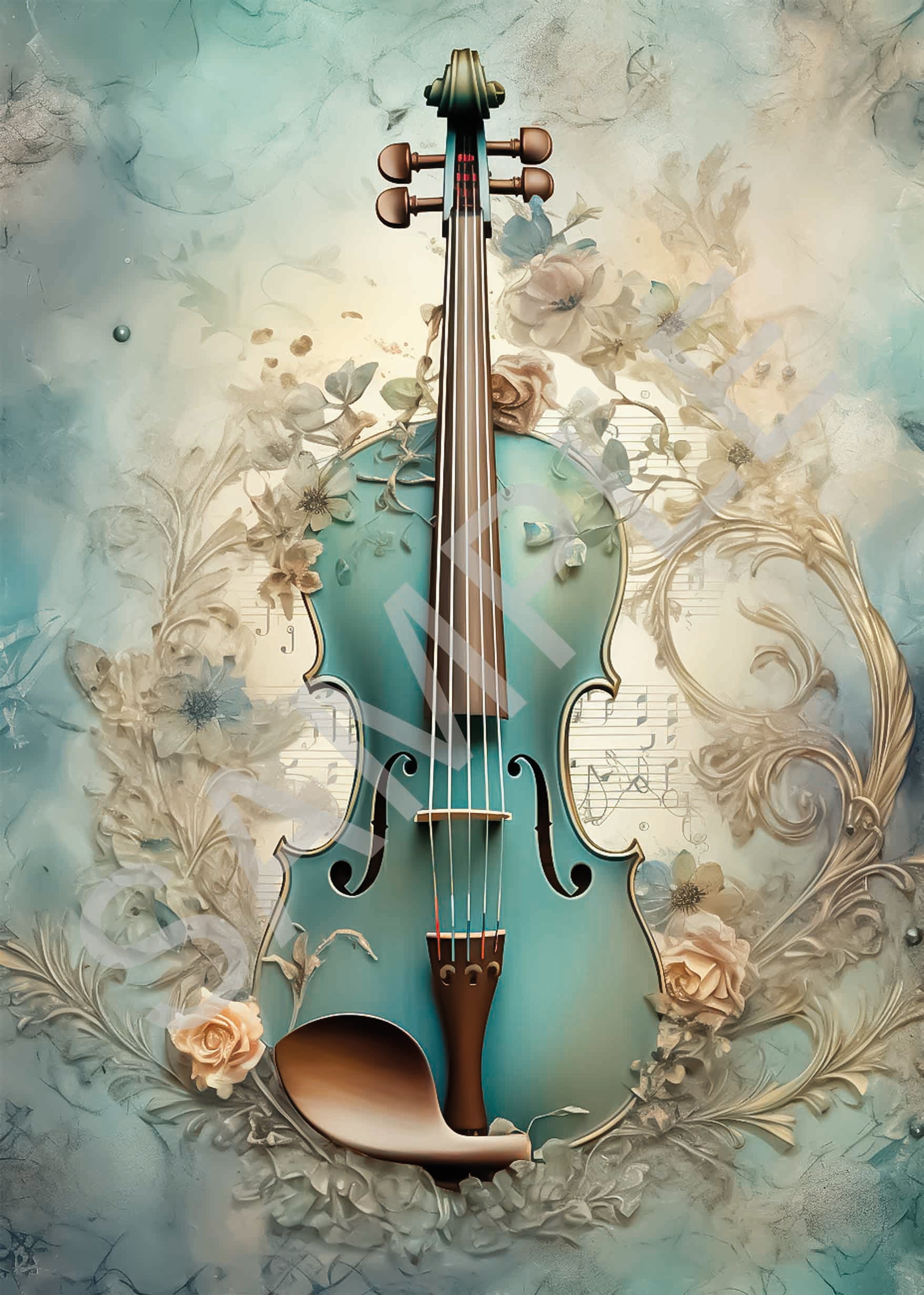 Calambour Dreamscape VIOLIN A4 Decoupage Rice Paper #2024T167