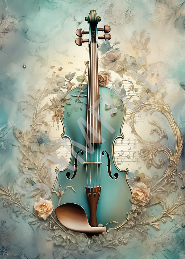 Calambour Dreamscape VIOLIN A4 Decoupage Rice Paper #2024T167