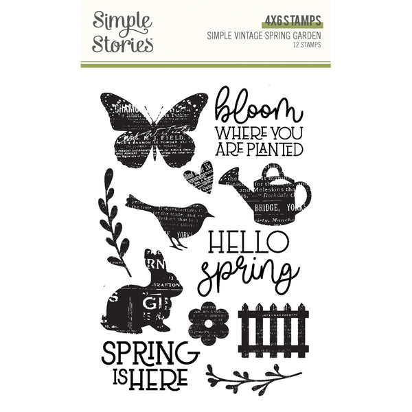 Simple Stories Vintage SPRING GARDEN 4x6 Clear Stamps 12 stamps #21723