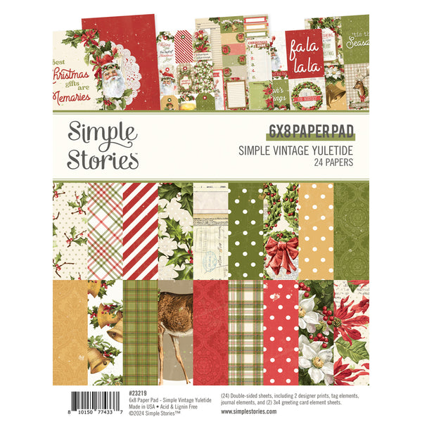 Simple Stories Vintage YULETIDE Christmas 6x8 Paper Pad #23219