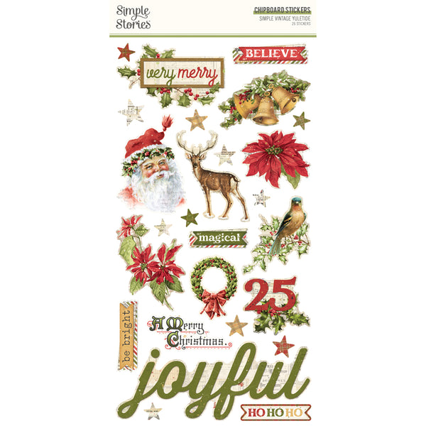 Simple Stories VINTAGE YULETIDE Christmas 6x12 Chipboard Stickers 26 pcs #23221