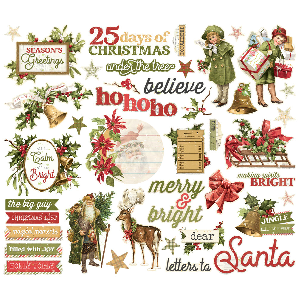 Simple Stories Vintage YULETIDE Christmas Bits & Pieces 41 pcs #23222