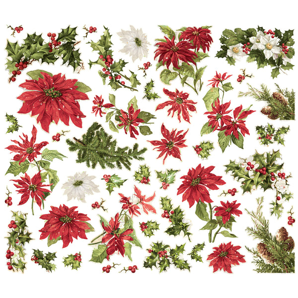 Simple Stories Vintage YULETIDE Christmas FLORAL Bits & Pieces 45 pcs #23223