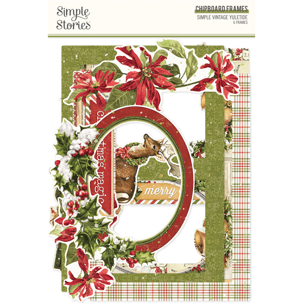 Simple Stories Vintage YULETIDE Christmas Chipboard Frames 6 pcs #23228