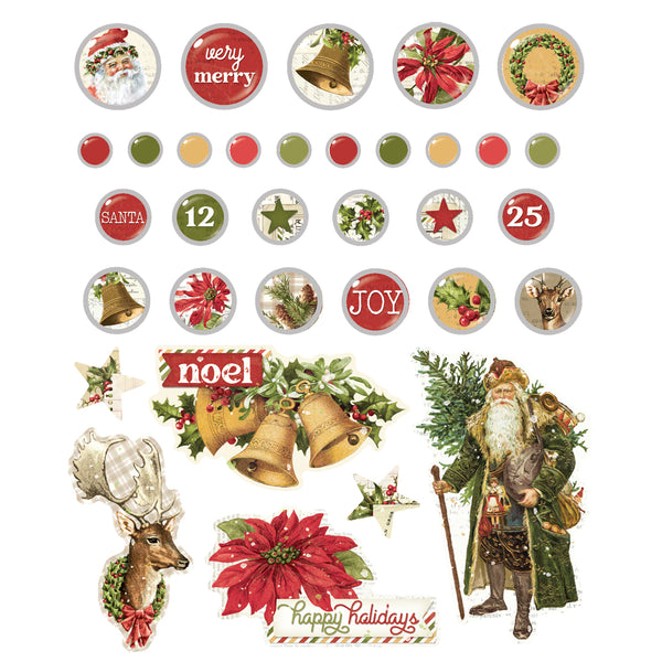 Simple Stories VINTAGE YULETIDE CHRISTMAS Decorative Brads 27 pcs #23232