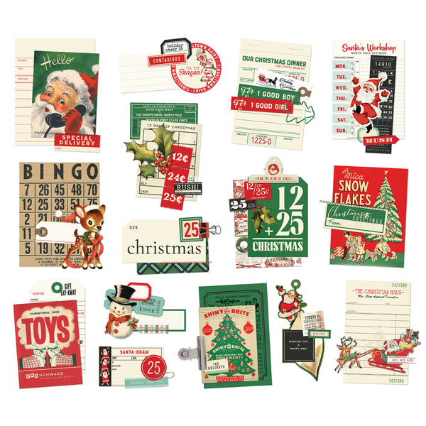 Simple Stories Vintage HOLLY JOLLY Christmas LAYERED Bits & Pieces 15 pcs #23320