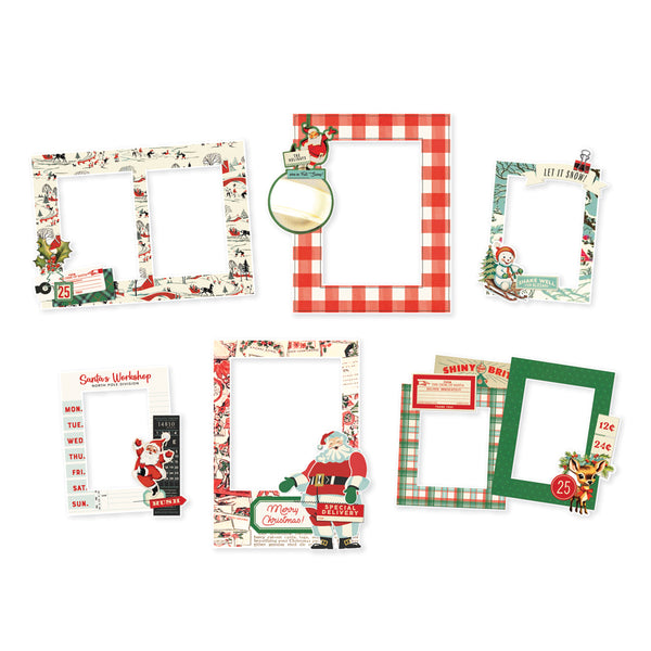 Simple Stories Vintage HOLLY JOLLY Christmas Chipboard Frames 6 pcs #23324