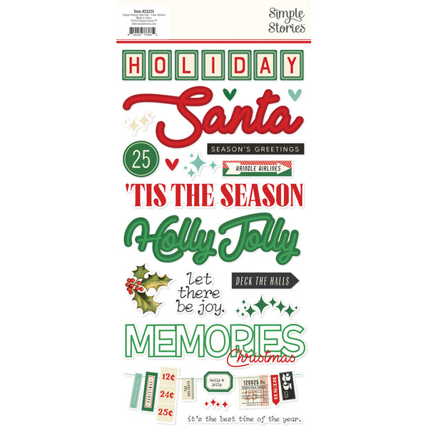 Simple Stories VINTAGE HOLLY JOLLY Christmas Foam Stickers 53 pcs #23325