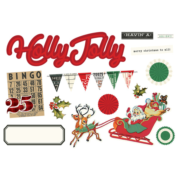 Simple Stories VINTAGE HOLLY JOLLY Christmas Page Pieces 13 pcs #23330