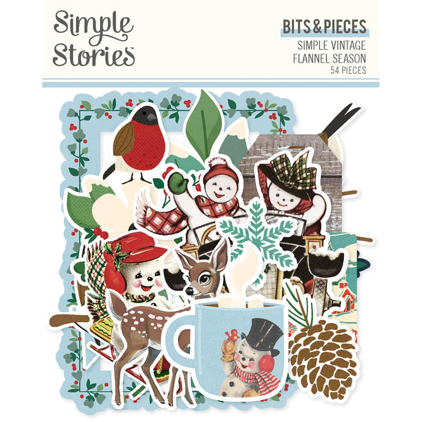 Simple Stories Vintage FLANNEL SEASON - Bits & Pieces EPHEMERA 54 pcs #25318