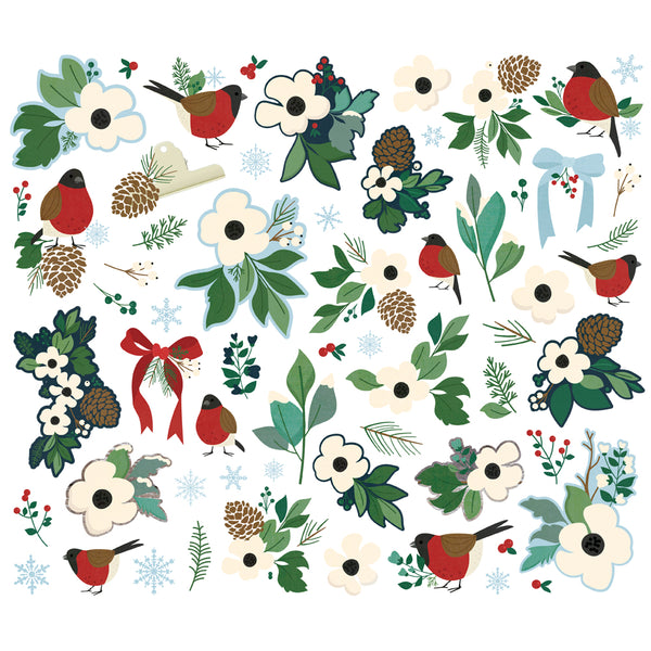 Simple Stories Vintage FLANNEL SEASON - Floral Bits & Pieces EPHEMERA 61 pcs #25319
