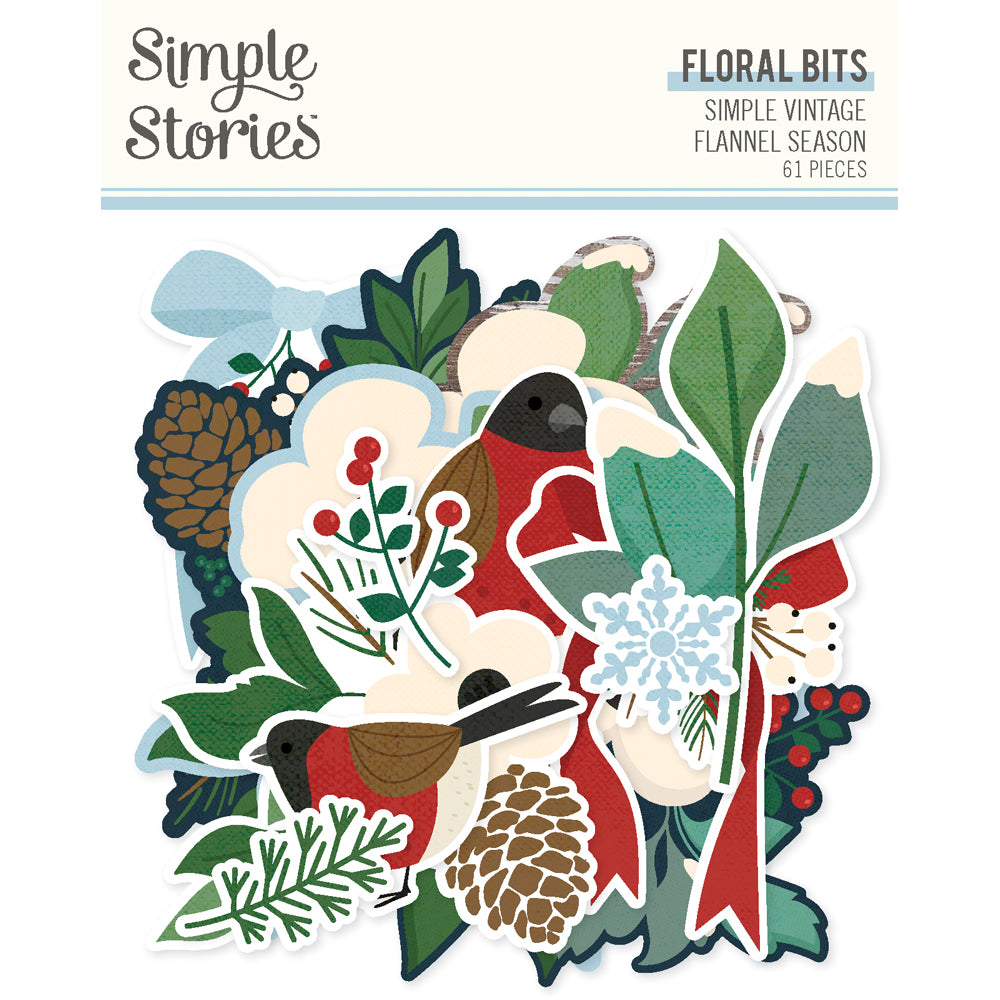 Simple Stories Vintage FLANNEL SEASON - Floral Bits & Pieces EPHEMERA 61 pcs #25319
