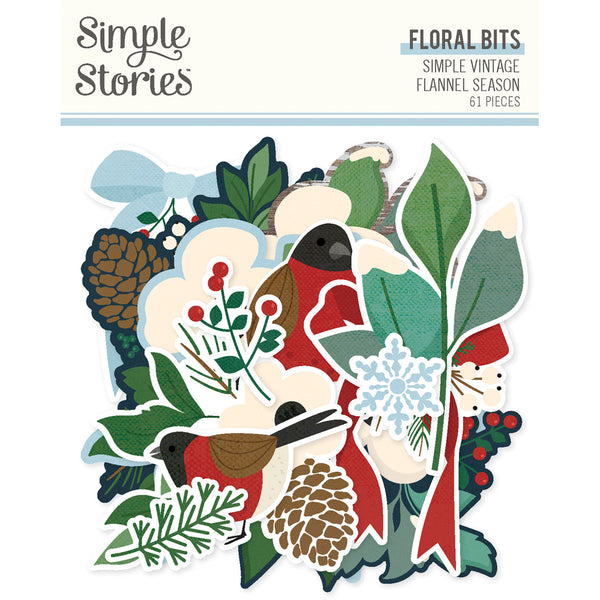 Simple Stories Vintage FLANNEL SEASON - Floral Bits & Pieces EPHEMERA 61 pcs #25319