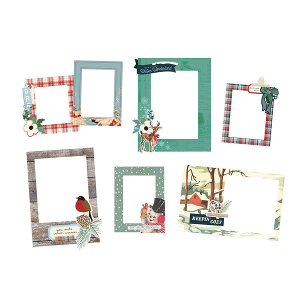 Set of decorative picture frames with various designs on a white background