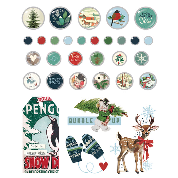 Simple Stories VINTAGE FLANNEL SEASON Decorative Brads 27 pcs + 4 Chipboard pcs #25324