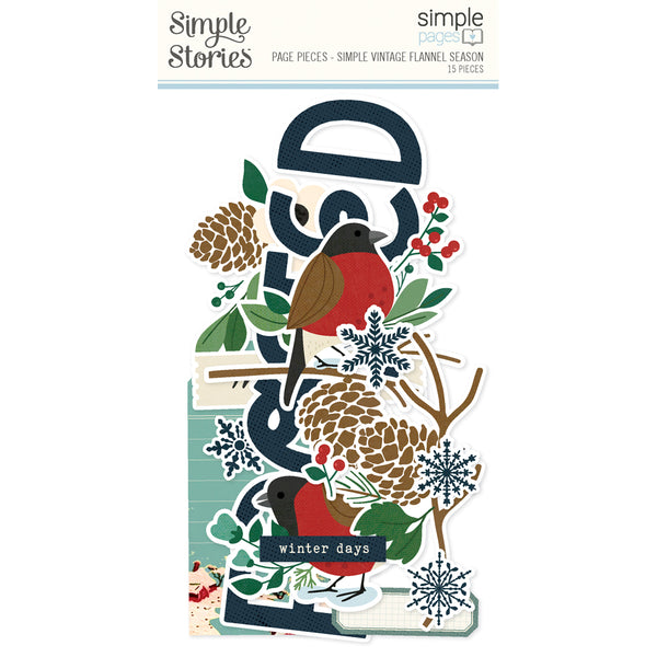 Simple Stories VINTAGE FLANNEL SEASON Christmas Page Pieces 15 pcs #25326