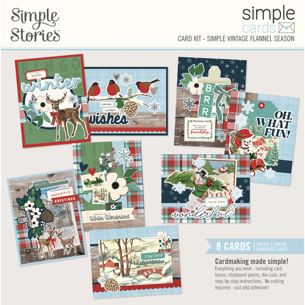 Simple Stories card kit with winter-themed cards on a white background