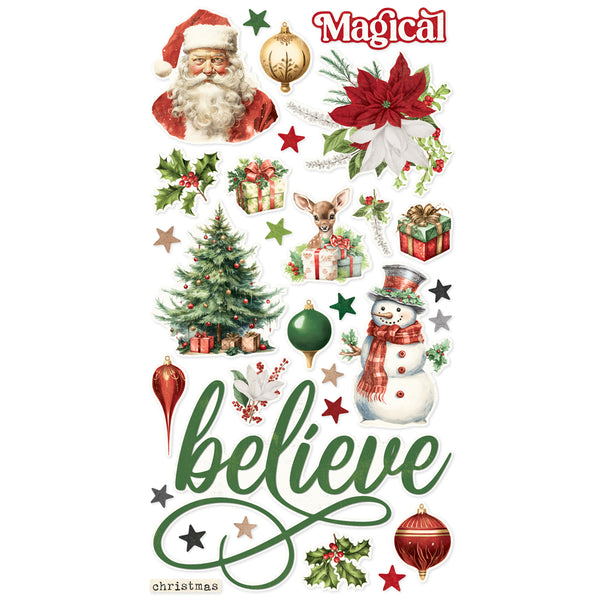 Simple Stories VINTAGE BELIEVE Christmas 6x12 Chipboard Stickers 31 pcs #25524