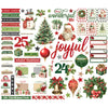 Collection of Christmas-themed decorative elements including Santa Claus, trees, and ornaments on a white background.