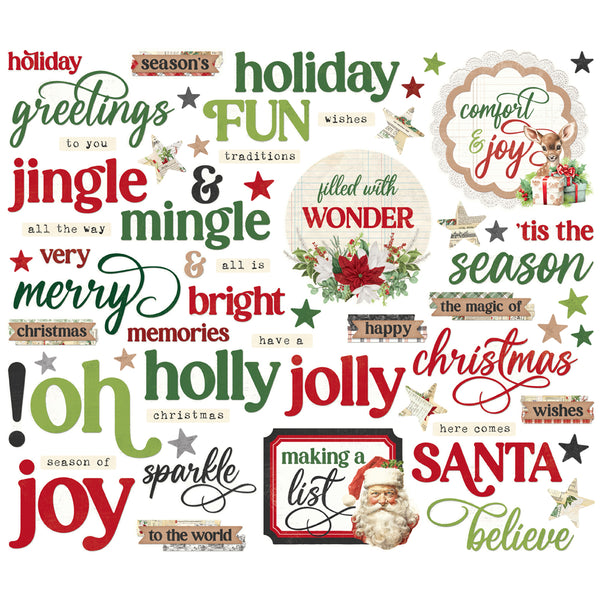 Simple Stories Vintage BELIEVE Christmas Sentiment Bits & Pieces EPHEMERA 62 pcs #25528