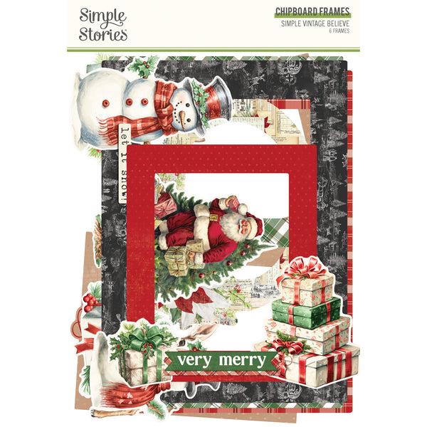 Simple Stories VINTAGE BELIEVE CHRISTMAS Chipboard Frames 6 pcs #25531