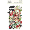 Collection of Christmas-themed decorative pieces with Santa Claus, reindeer, and festive text on a white background.