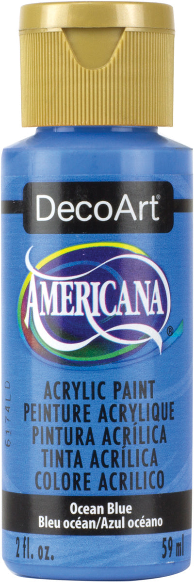 DecoArt Americana acrylic paint bottle in Ocean Blue color