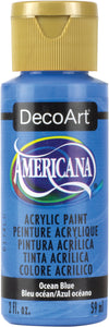 DecoArt Americana acrylic paint bottle in Ocean Blue color