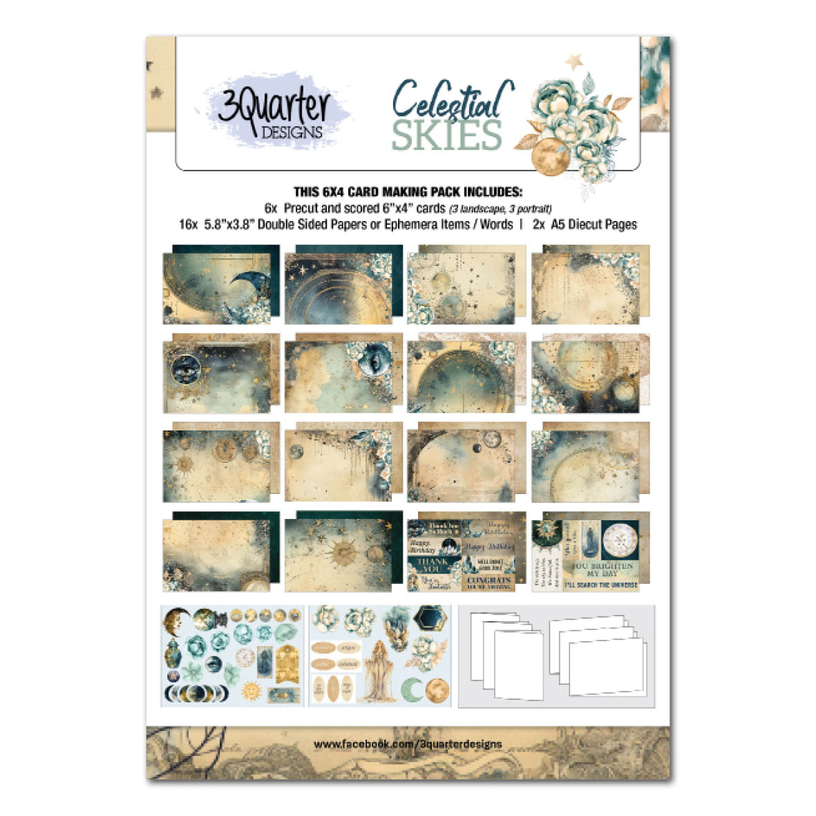 3Quarter Designs CELESTIAL SKIES 6x4 Card Pack