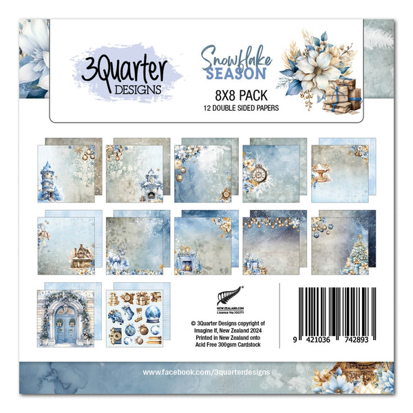 3Quarter Designs SNOWFLAKE SEASON 8x8 Paper Pack