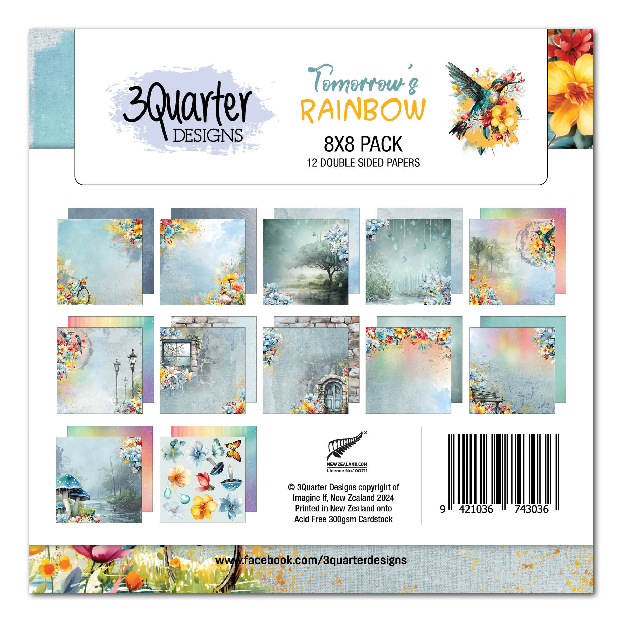 3Quarter Designs TOMORROW'S RAINBOW 8x8 Paper Pack