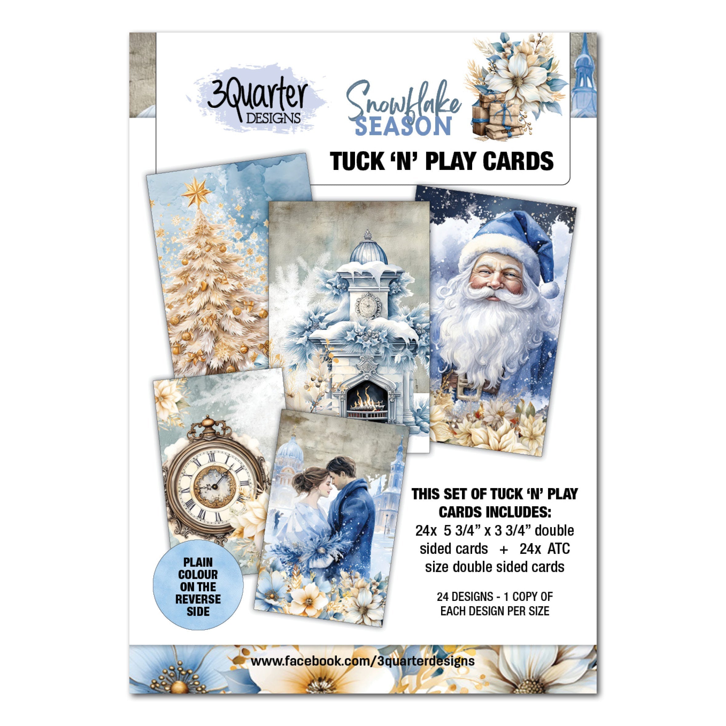 3Quarter Designs SNOWFLAKE SEASON Tuck N Play ATC Cards Ephemera