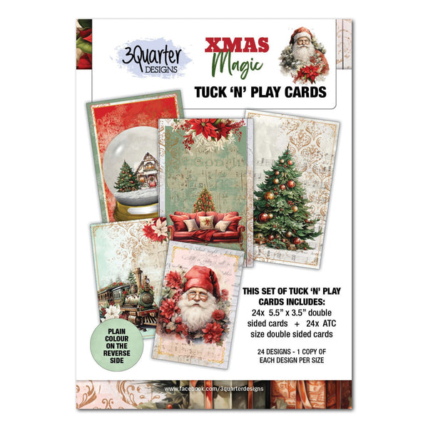 3Quarter Designs XMAS MAGIC Tuck N Play ATC Cards Ephemera