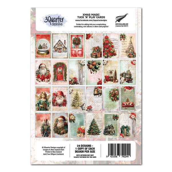 3Quarter Designs XMAS MAGIC Tuck N Play ATC Cards Ephemera