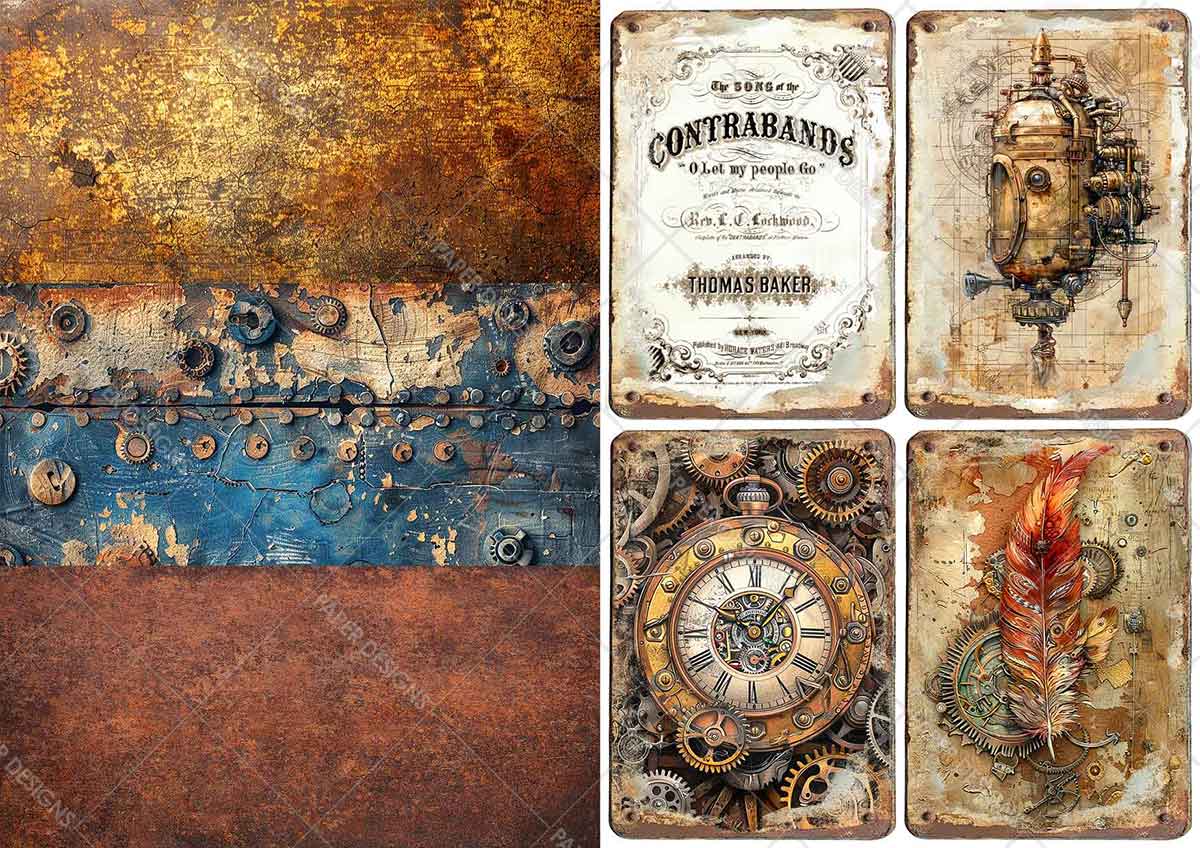 Paper Designs STEAMPUNK AGE Collection A4 Vellum Paper 10 sheets #VP_002