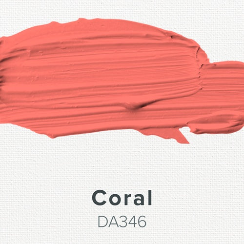 Coral color swatch on a white background with color code DA346