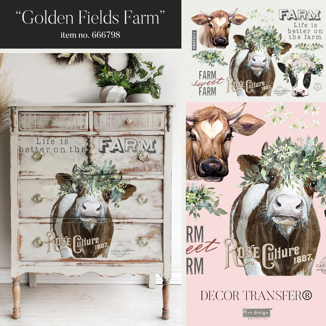 Re-design with Prima GOLDEN FIELDS FARM Decor Transfer 24