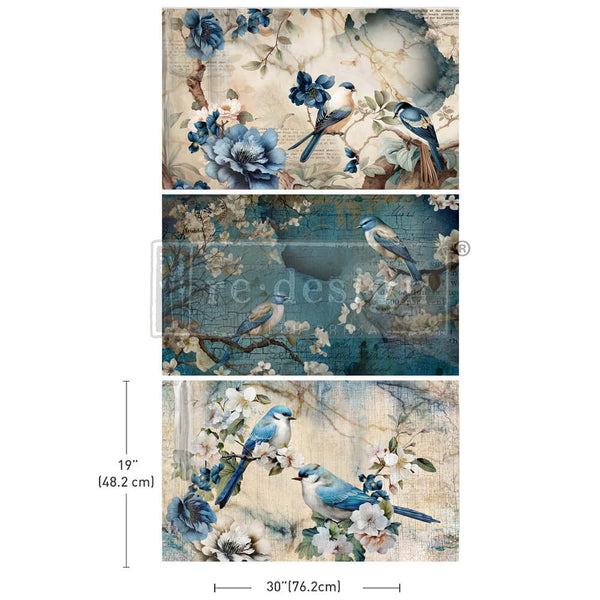 ReDesign with Prima SAPPHIRE WINGS Decoupage Decor Tissue Paper 3 sheets 19.5" x 30"  #670924