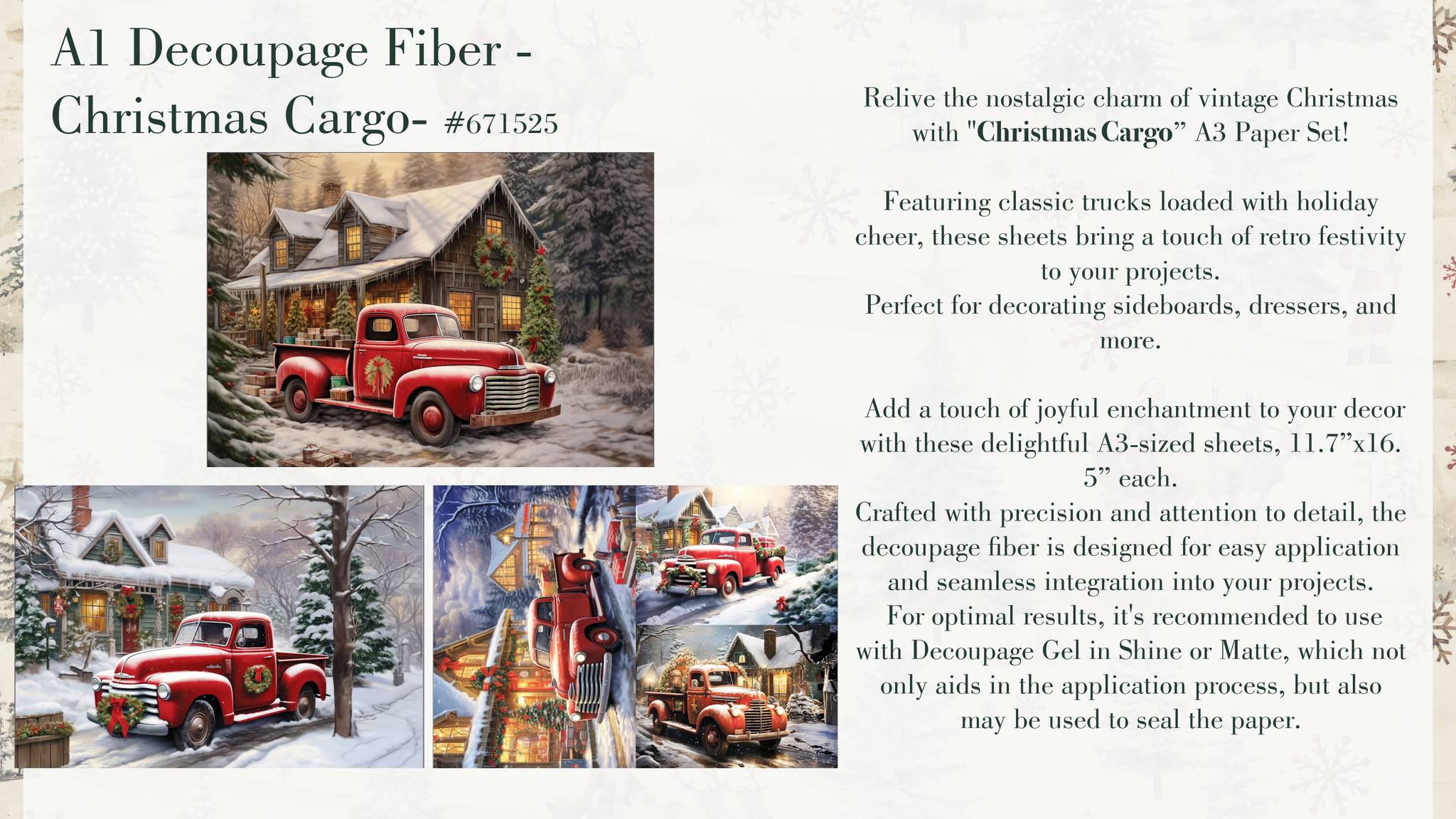 Re-Design with Prima CHRISTMAS CARGO A3 Decoupage FIBER 11.7