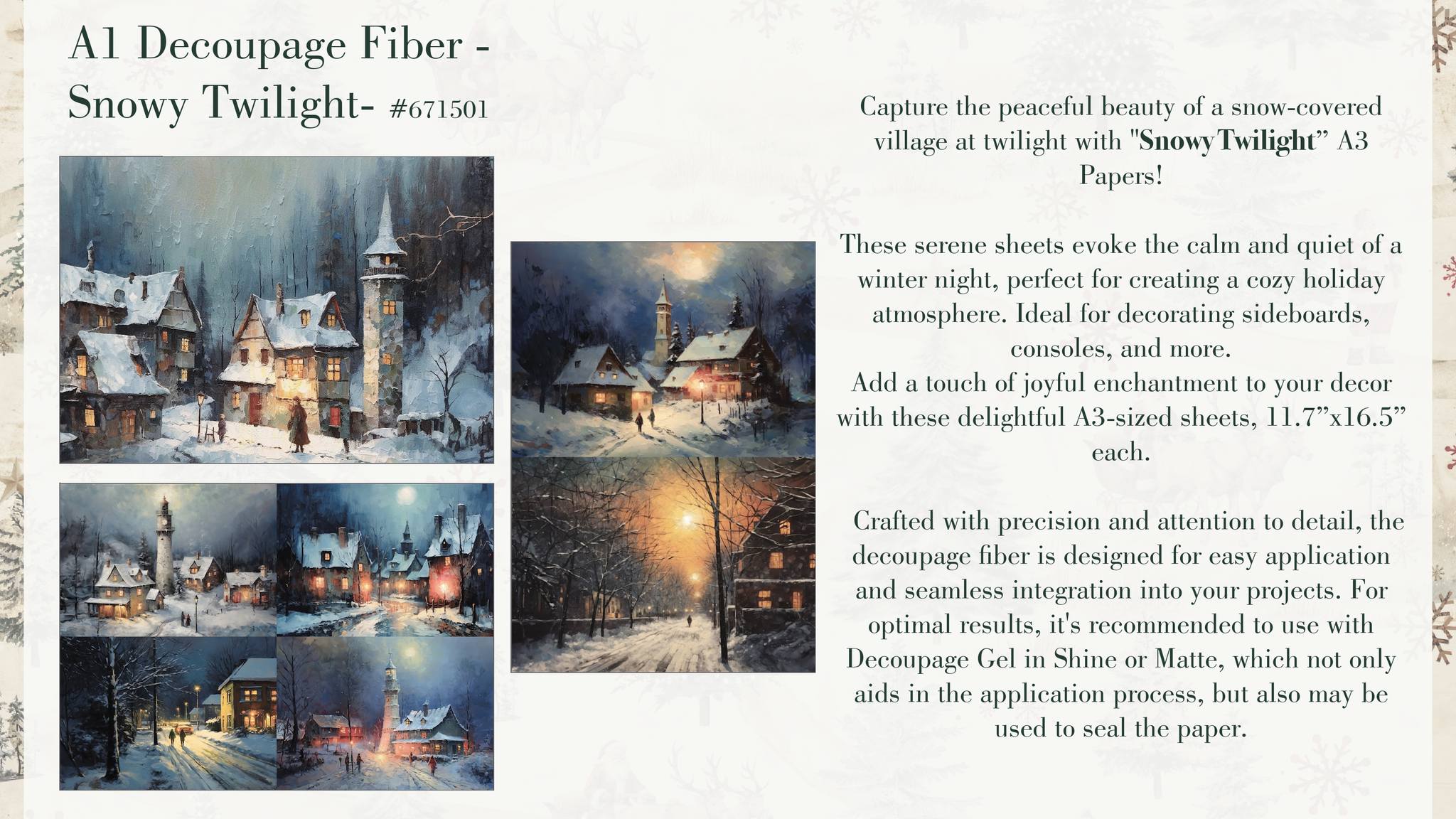 Re-Design with Prima Christmas SNOWY TWILIGHT A3 Decoupage FIBER 11.7