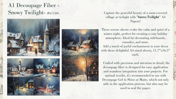 Re-Design with Prima Christmas SNOWY TWILIGHT A3 Decoupage FIBER 11.7" x 16.5" 3 Sheets #671501