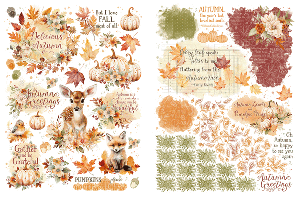 G45 Graphic 45 AUTUMN GREETINGS Rub-on Transfers #4502904