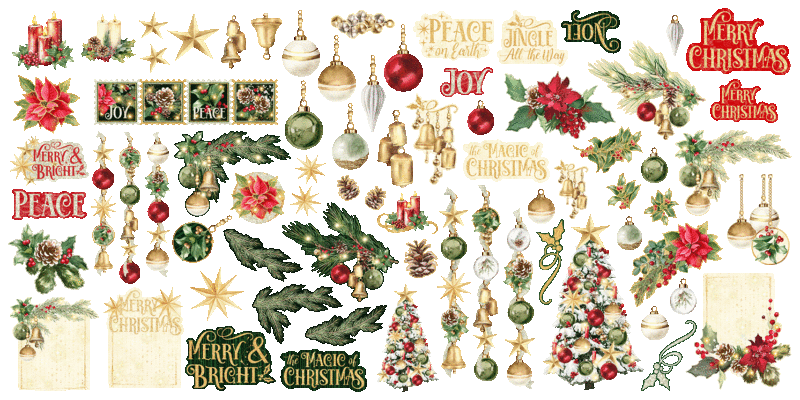 Graphic 45 MERRY & BRIGHT Ephemera Set, 73 pcs #4502917