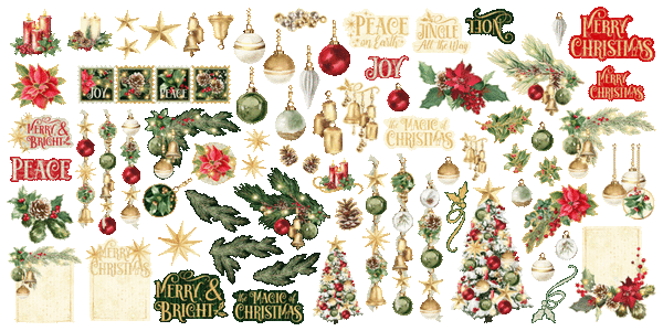 Graphic 45 MERRY & BRIGHT Ephemera Set, 73 pcs #4502917