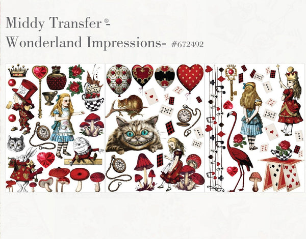 re-design with Prima WONDERLAND IMPRESSIONS Alice 8.5 x 11 Middy Decor Transfers 3 sheets #672492