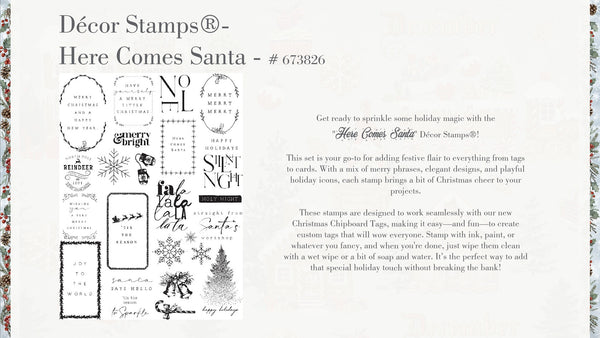 Re-Design with Prima HERE COMES SANTA Christmas Decor Stamps Clear Stamps 8.5x11 #673826