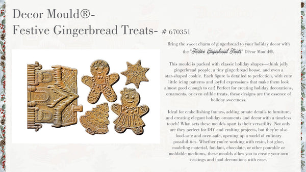 ReDesign with Prima FESTIVE GINGERBREAD TREATS Moulds  Food Safe Heat Resistant Resin 5X8 #670351