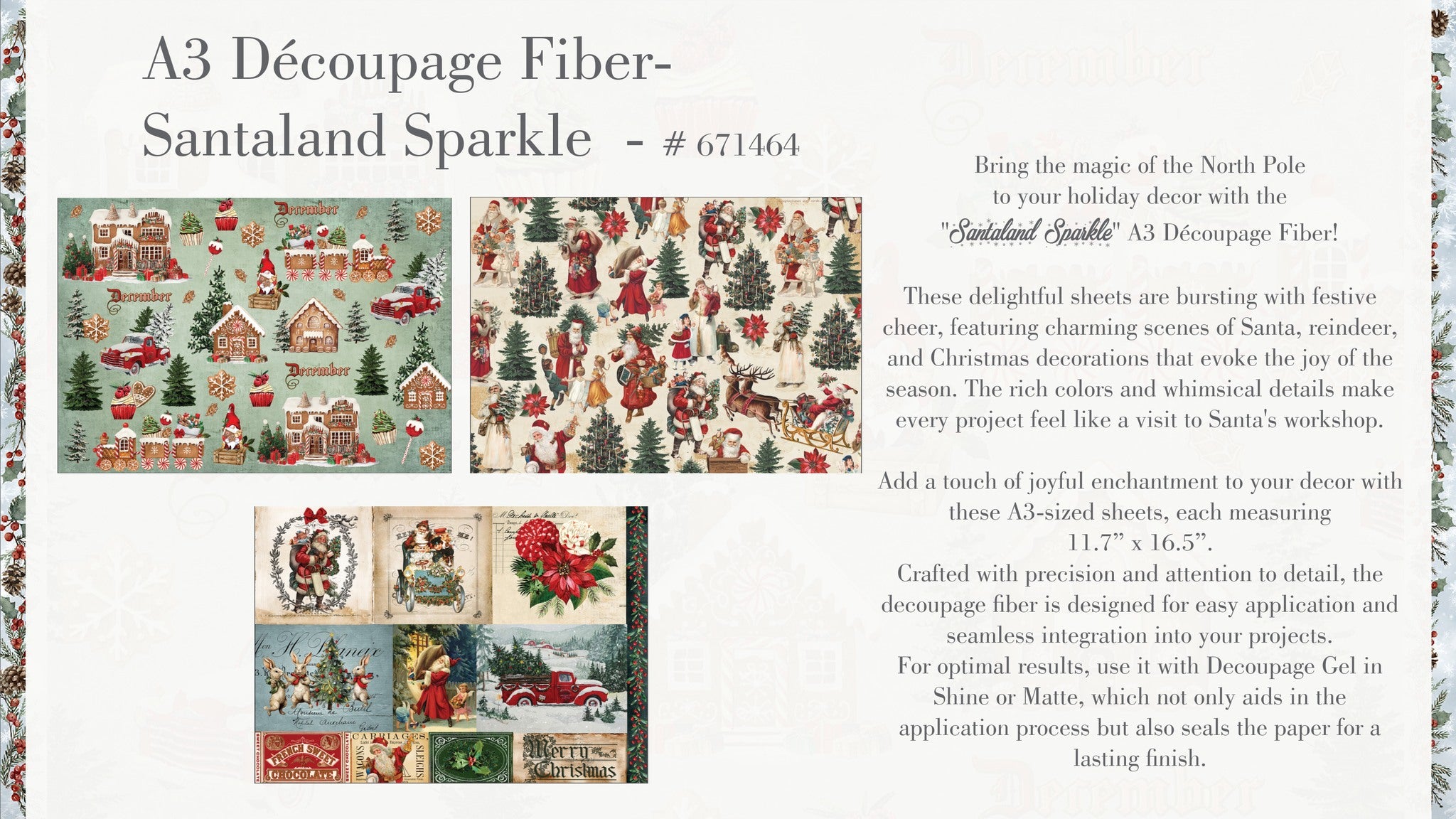 Re-Design with Prima SANTALAND SPARKLE A3 Decoupage FIBER 11.7